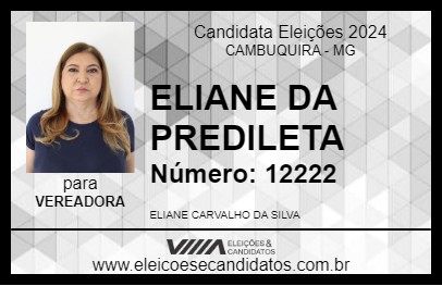 Candidato ELIANE DA PREDILETA 2024 - CAMBUQUIRA - Eleições