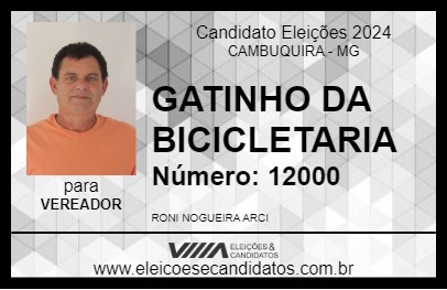 Candidato GATINHO DA BICICLETARIA 2024 - CAMBUQUIRA - Eleições