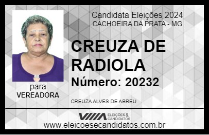 Candidato CREUZA DE RADIOLA 2024 - CACHOEIRA DA PRATA - Eleições