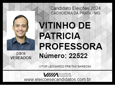 Candidato VITINHO DE PATRICIA PROFESSORA 2024 - CACHOEIRA DA PRATA - Eleições