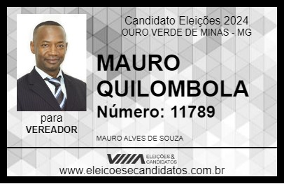 Candidato MAURO QUILOMBOLA 2024 - OURO VERDE DE MINAS - Eleições