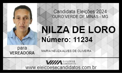 Candidato NILZA DE LORO 2024 - OURO VERDE DE MINAS - Eleições