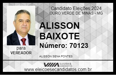 Candidato ALISSON BAIXOTE 2024 - OURO VERDE DE MINAS - Eleições