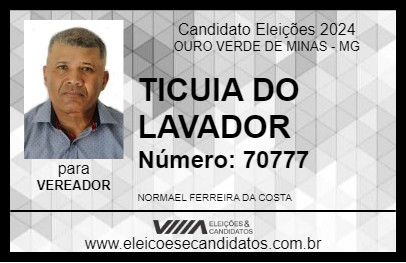 Candidato TICUIA DO LAVADOR 2024 - OURO VERDE DE MINAS - Eleições