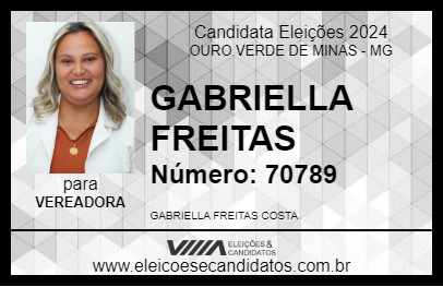 Candidato GABRIELLA FREITAS 2024 - OURO VERDE DE MINAS - Eleições