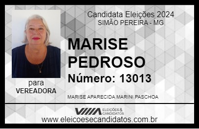 Candidato MARISE PEDROSO 2024 - SIMÃO PEREIRA - Eleições