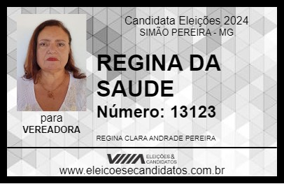 Candidato REGINA DA SAUDE 2024 - SIMÃO PEREIRA - Eleições