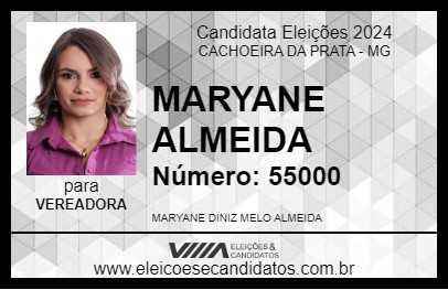 Candidato MARYANE ALMEIDA 2024 - CACHOEIRA DA PRATA - Eleições