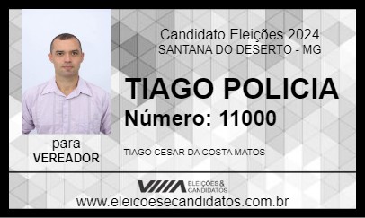 Candidato TIAGO CÉSAR 2024 - SANTANA DO DESERTO - Eleições