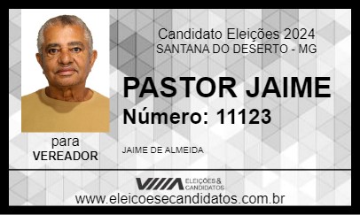 Candidato PASTOR JAIME 2024 - SANTANA DO DESERTO - Eleições