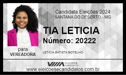 Candidato TIA LETICIA 2024 - SANTANA DO DESERTO - Eleições