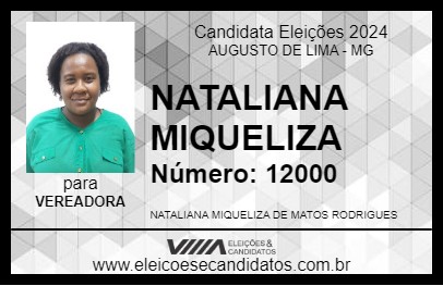 Candidato NATALIANA MIQUELIZA 2024 - AUGUSTO DE LIMA - Eleições