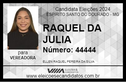 Candidato RAQUEL DA JULIA 2024 - ESPÍRITO SANTO DO DOURADO - Eleições