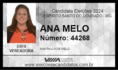 Candidato ANA MELO 2024 - ESPÍRITO SANTO DO DOURADO - Eleições