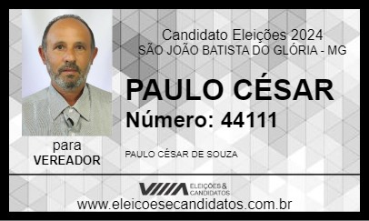 Candidato PAULO CÉSAR 2024 - SÃO JOÃO BATISTA DO GLÓRIA - Eleições