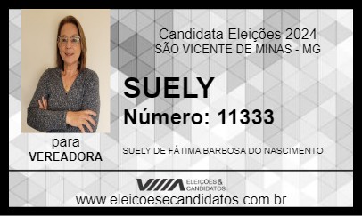 Candidato SUELY 2024 - SÃO VICENTE DE MINAS - Eleições