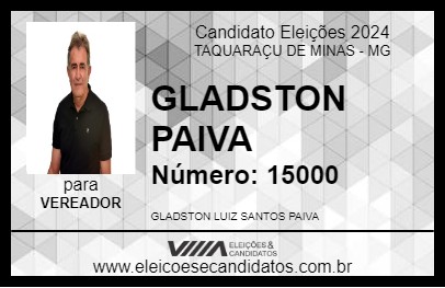 Candidato GLADSTON PAIVA 2024 - TAQUARAÇU DE MINAS - Eleições