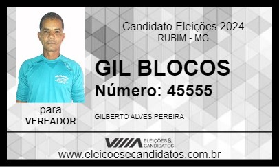 Candidato GIL BLOCOS 2024 - RUBIM - Eleições