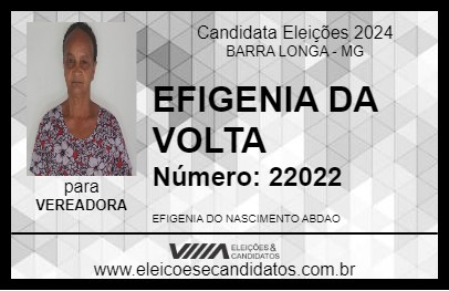 Candidato EFIGENIA DA VOLTA 2024 - BARRA LONGA - Eleições