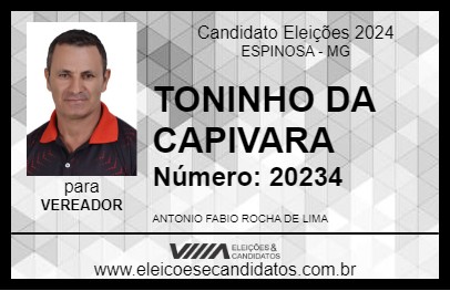 Candidato TONINHO DA CAPIVARA  2024 - ESPINOSA - Eleições