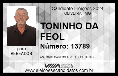 Candidato TONINHO DA FEOL 2024 - OLIVEIRA - Eleições