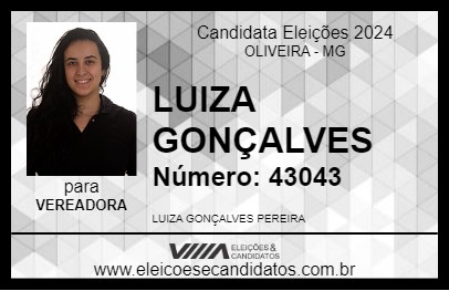 Candidato LUIZA GONÇALVES 2024 - OLIVEIRA - Eleições