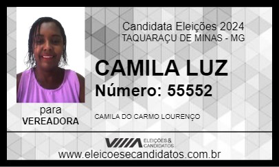 Candidato CAMILA LUZ 2024 - TAQUARAÇU DE MINAS - Eleições