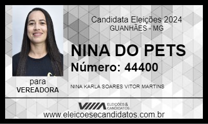 Candidato NINA DO PETS 2024 - GUANHÃES - Eleições