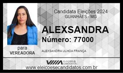 Candidato ALEXSANDRA 2024 - GUANHÃES - Eleições