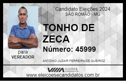 Candidato TONHO DE ZECA 2024 - SÃO ROMÃO - Eleições