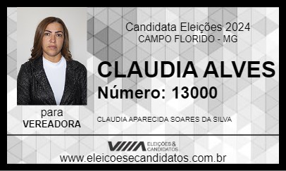 Candidato CLAUDIA ALVES 2024 - CAMPO FLORIDO - Eleições