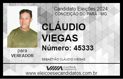 Candidato CLÁUDIO VIEGAS 2024 - CONCEIÇÃO DO PARÁ - Eleições