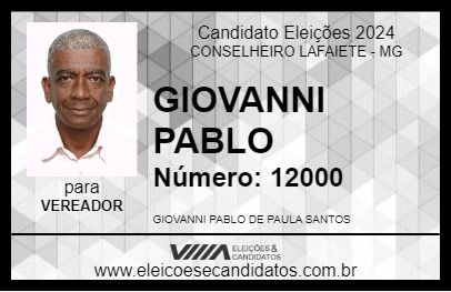 Candidato GIOVANNI PABLO 2024 - CONSELHEIRO LAFAIETE - Eleições