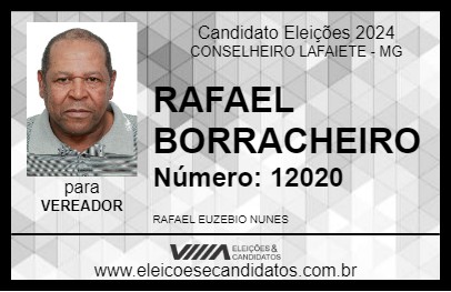 Candidato RAFAEL BORRACHEIRO 2024 - CONSELHEIRO LAFAIETE - Eleições