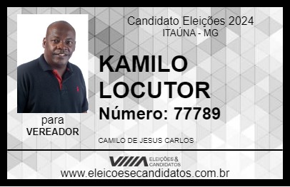 Candidato KAMILO LOCUTOR 2024 - ITAÚNA - Eleições