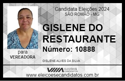 Candidato GISLENE DO RESTAURANTE 2024 - SÃO ROMÃO - Eleições