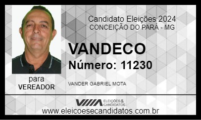 Candidato VANDECO 2024 - CONCEIÇÃO DO PARÁ - Eleições