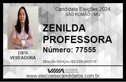 Candidato ZENILDA PROFESSORA 2024 - SÃO ROMÃO - Eleições