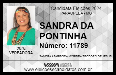 Candidato SANDRA DA PONTINHA 2024 - PARAOPEBA - Eleições