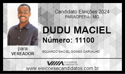 Candidato DUDU MACIEL 2024 - PARAOPEBA - Eleições