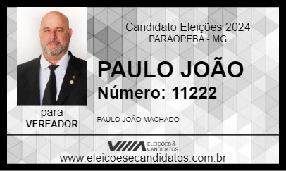 Candidato PAULO JOÃO 2024 - PARAOPEBA - Eleições