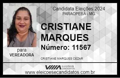 Candidato CRISTIANE MARQUES 2024 - PARAOPEBA - Eleições