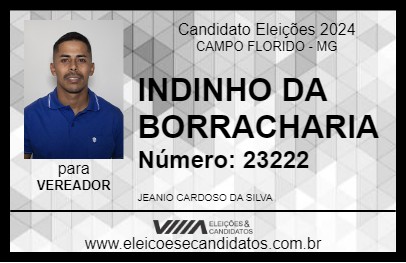 Candidato INDINHO DA BORRACHARIA 2024 - CAMPO FLORIDO - Eleições