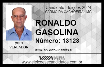 Candidato RONALDO GASOLINA 2024 - CARMO DA CACHOEIRA - Eleições