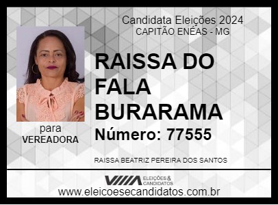 Candidato RAISSA DO FALA BURARAMA 2024 - CAPITÃO ENÉAS - Eleições