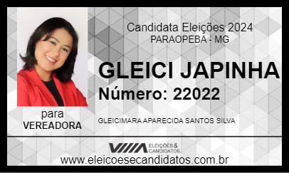 Candidato GLEICI JAPINHA 2024 - PARAOPEBA - Eleições