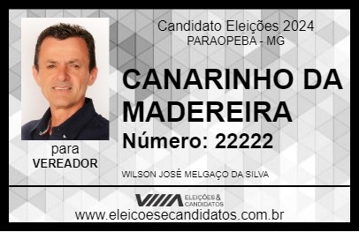 Candidato CANARINHO DA MADEREIRA 2024 - PARAOPEBA - Eleições