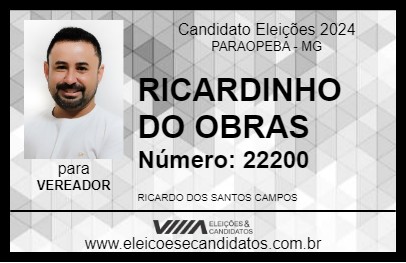 Candidato RICARDINHO DO OBRAS 2024 - PARAOPEBA - Eleições