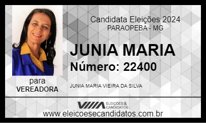 Candidato JUNIA MARIA 2024 - PARAOPEBA - Eleições