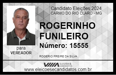 Candidato ROGERINHO FUNILEIRO 2024 - CARMO DO RIO CLARO - Eleições